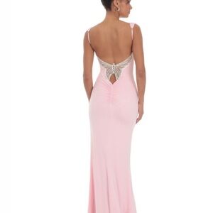 Back Sequin Butterfly Maxi Dress in Pink
